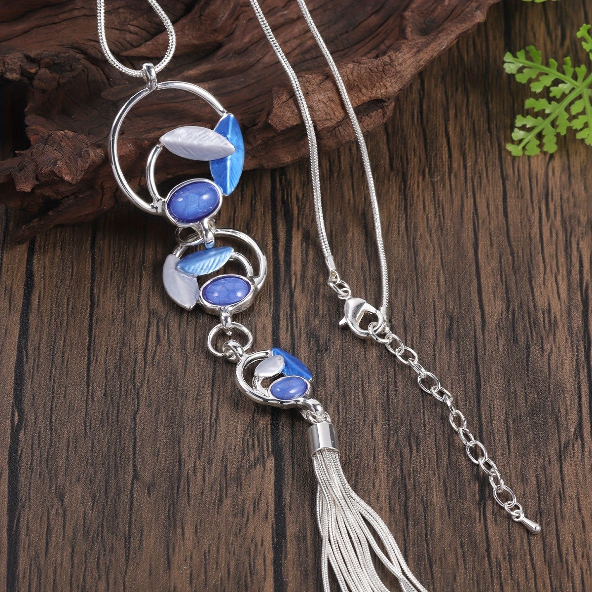 Resin Leaf Tassel Necklace