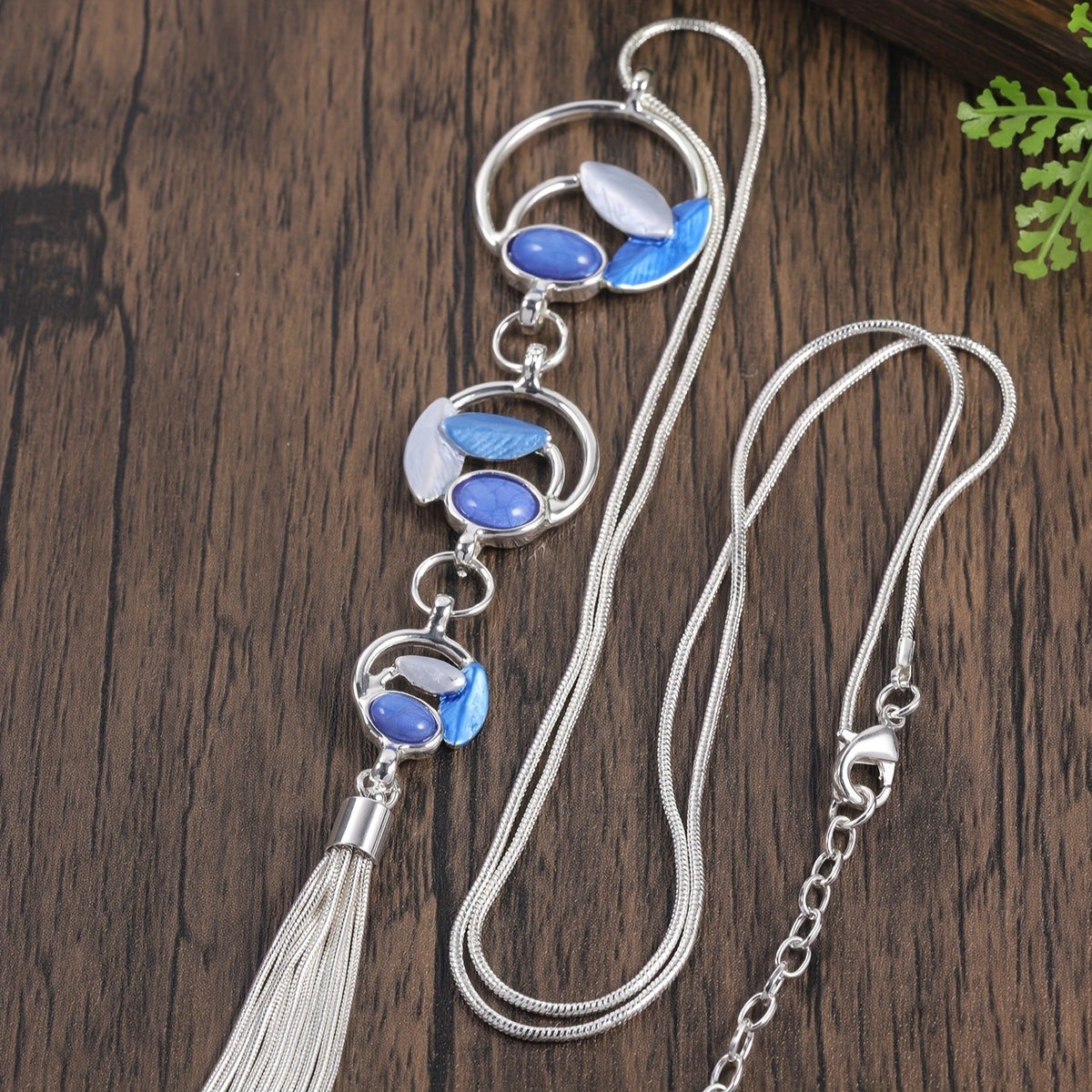 Resin Leaf Tassel Necklace