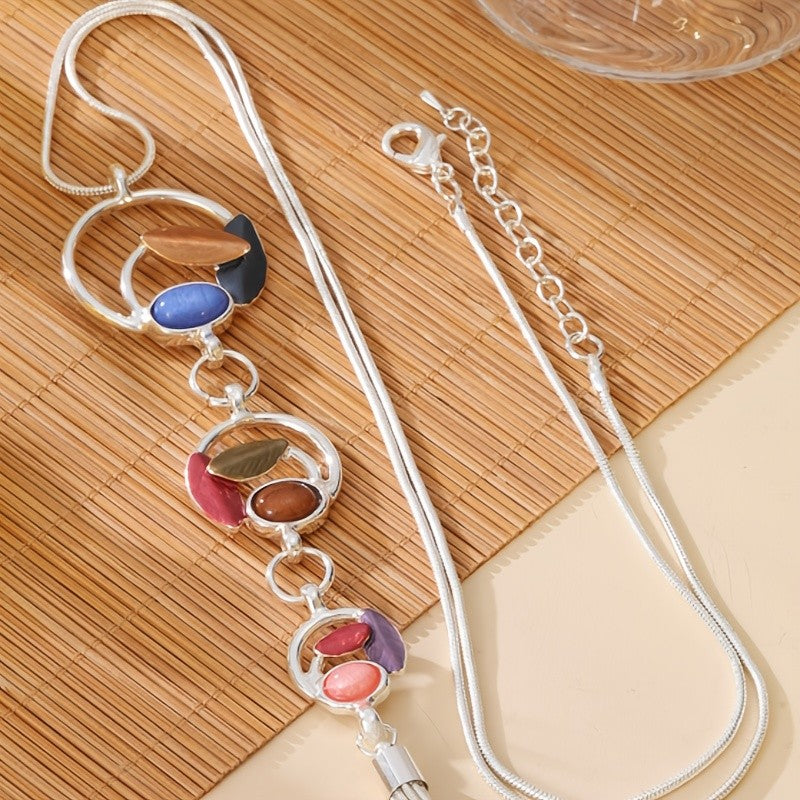 Resin Leaf Tassel Necklace