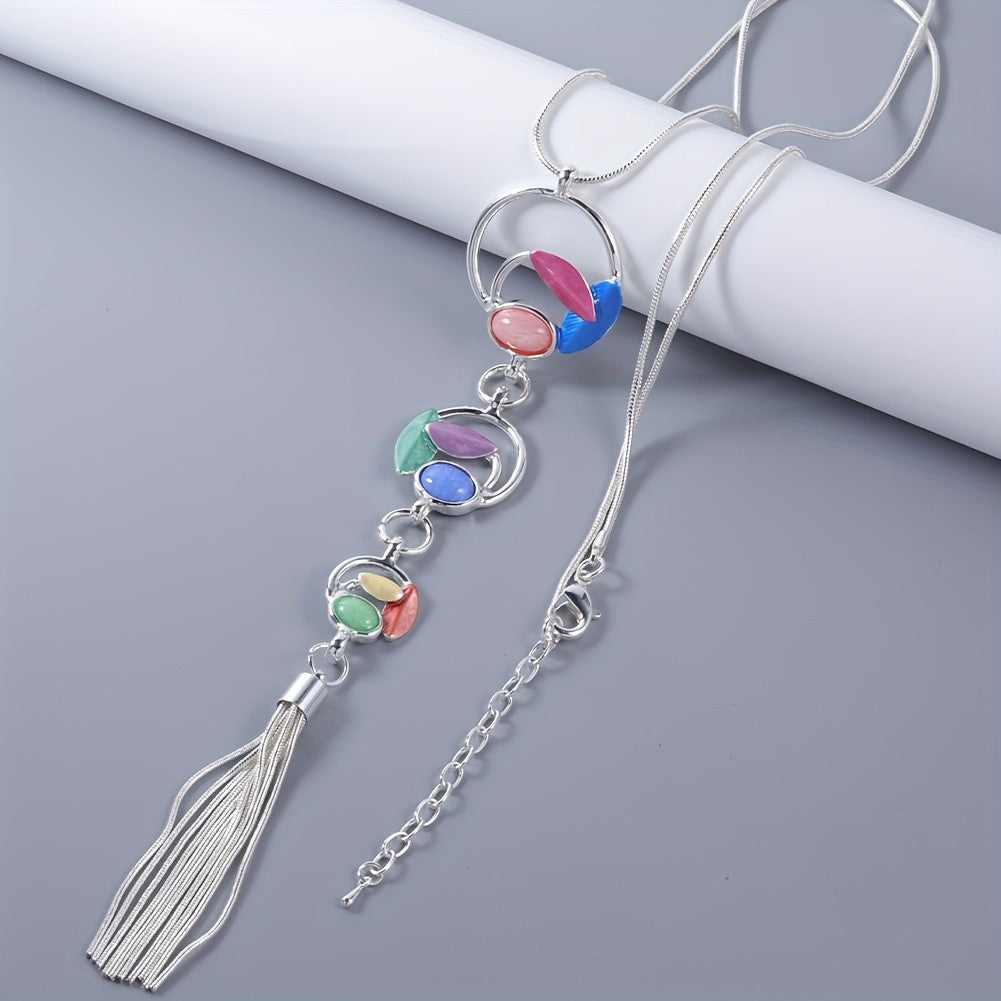 Resin Leaf Tassel Necklace