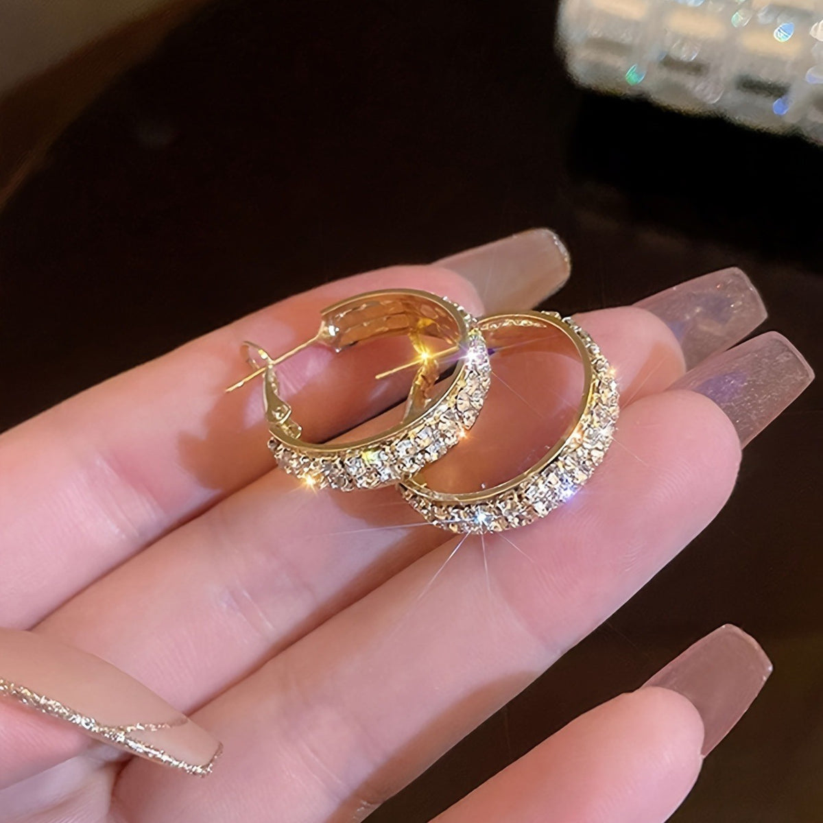 Crystal Pave Hinged Hoop Earrings