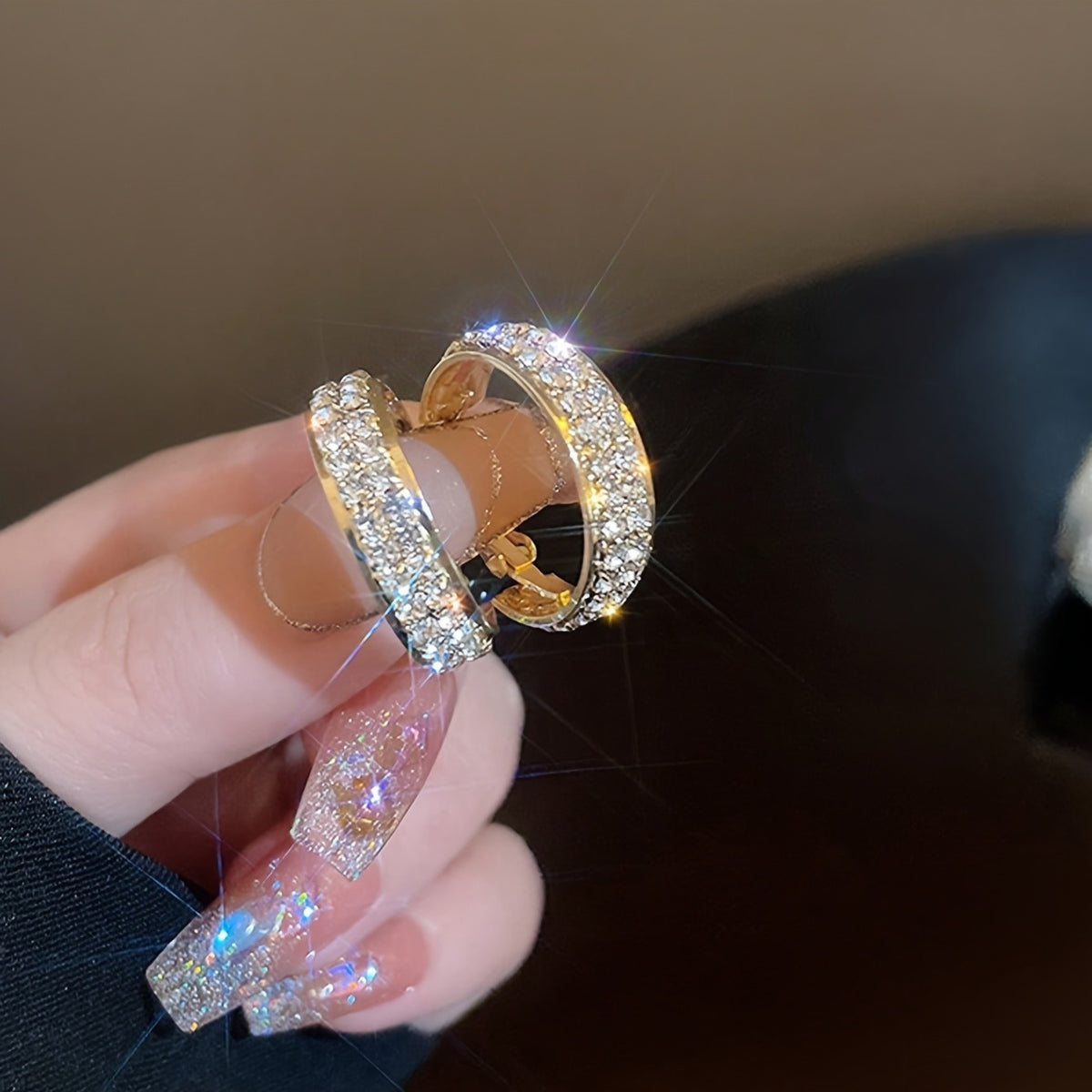 Crystal Pave Hinged Hoop Earrings