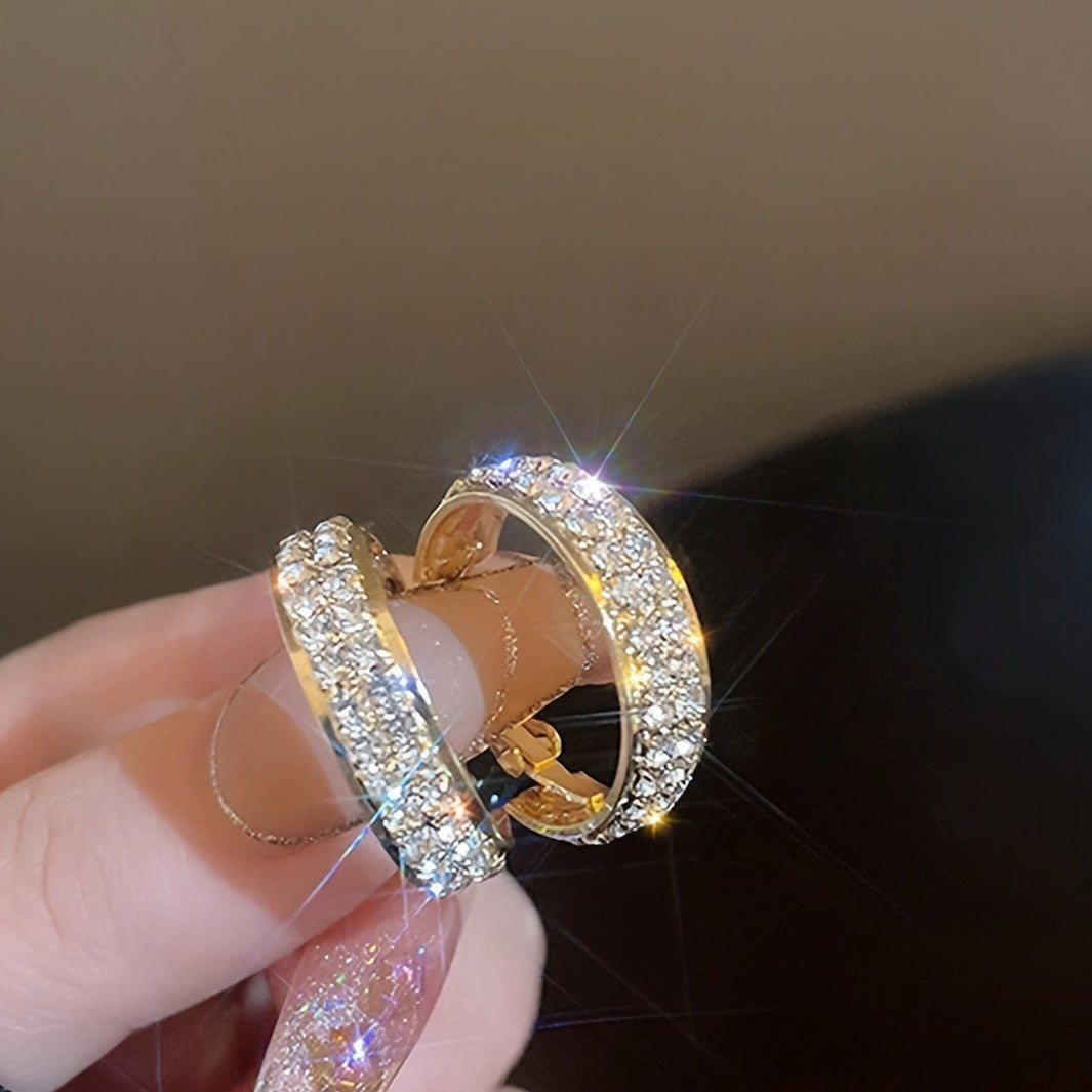 Crystal Pave Hinged Hoop Earrings