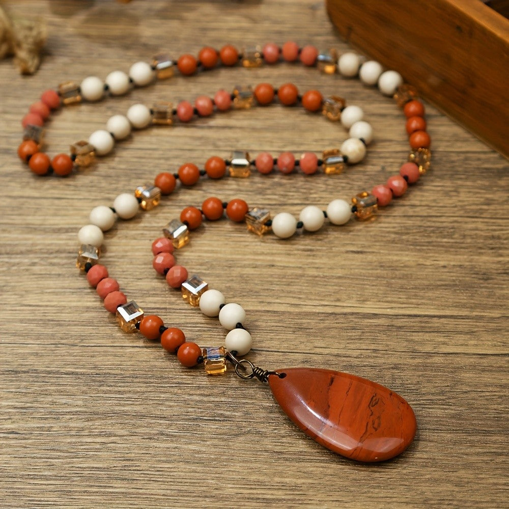 Blue Stone Teardrop Bead Necklace
