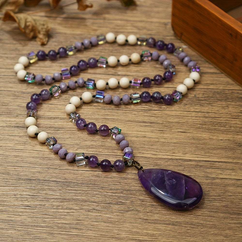 Blue Stone Teardrop Bead Necklace