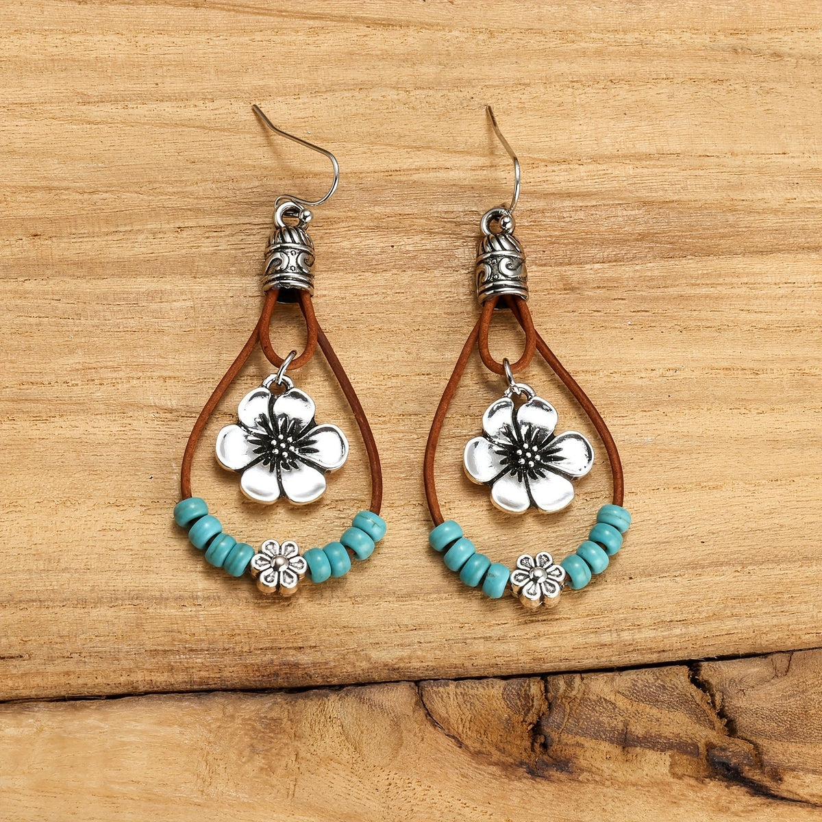 Floral Beaded Drop Earrings