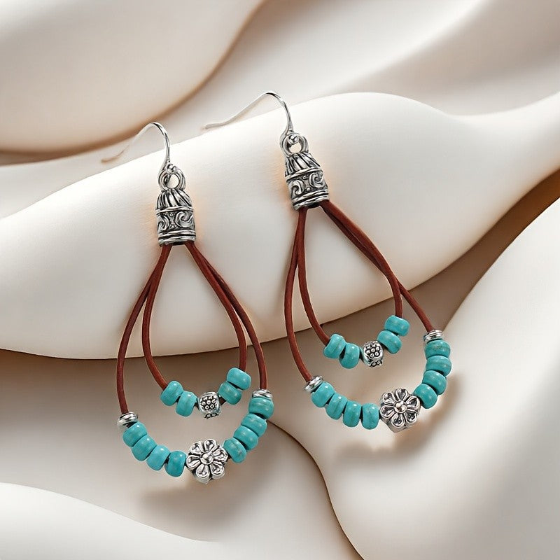 Floral Beaded Drop Earrings