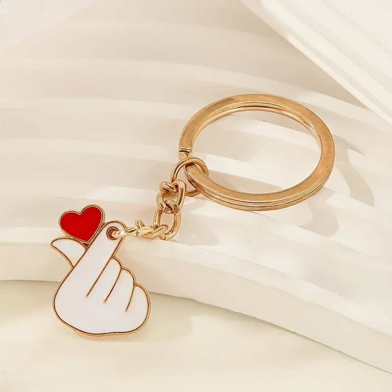 Red Heart Finger Charm Keychain