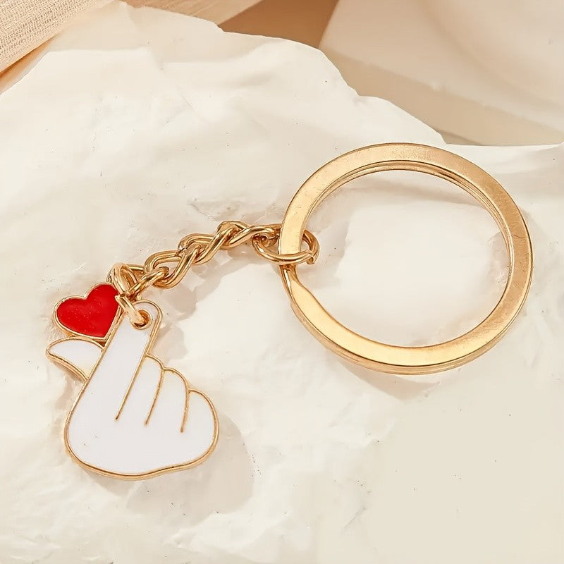 Red Heart Finger Charm Keychain