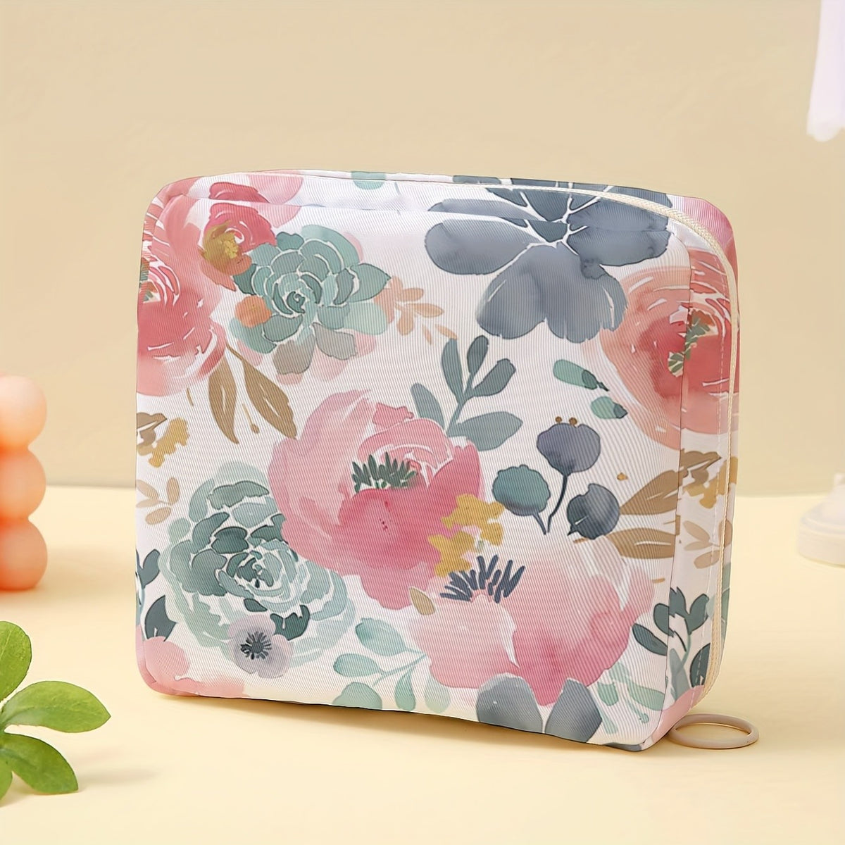 Floral Zippered Storage Pouch