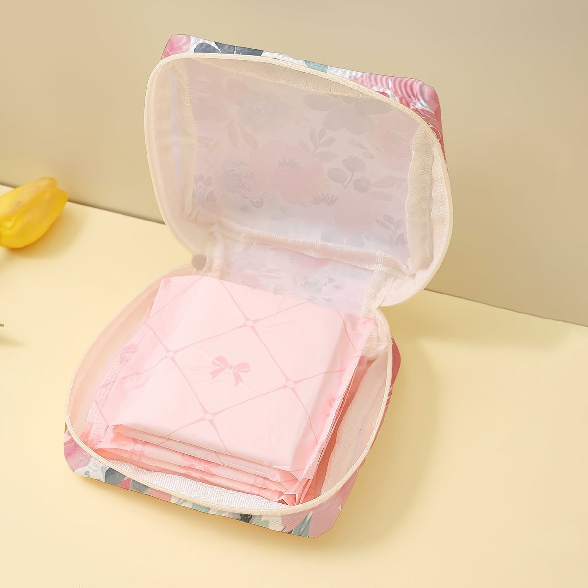 Floral Zippered Storage Pouch