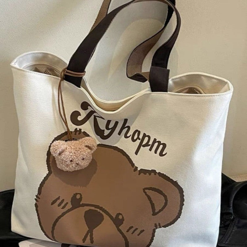 Bear Face Canvas Tote