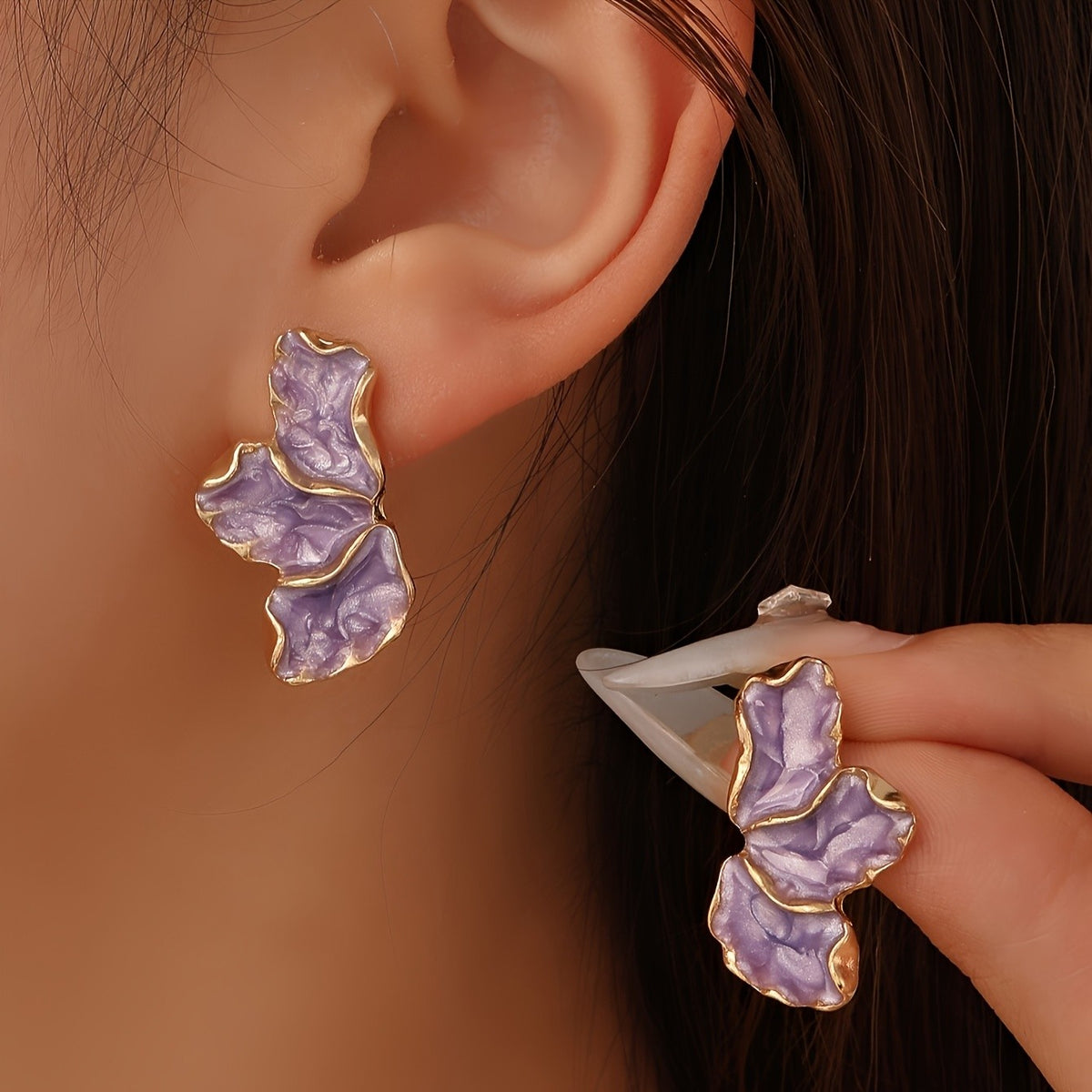 Enamel Petal Cluster Earrings