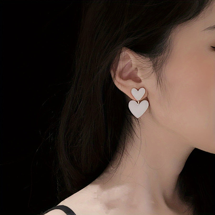 Double Heart Drop Earrings