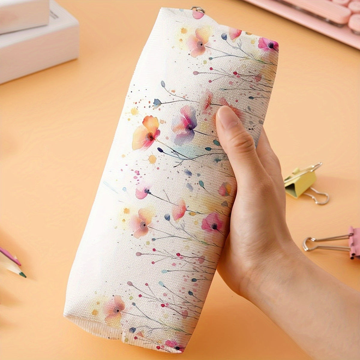 Watercolor Floral Pencil Case