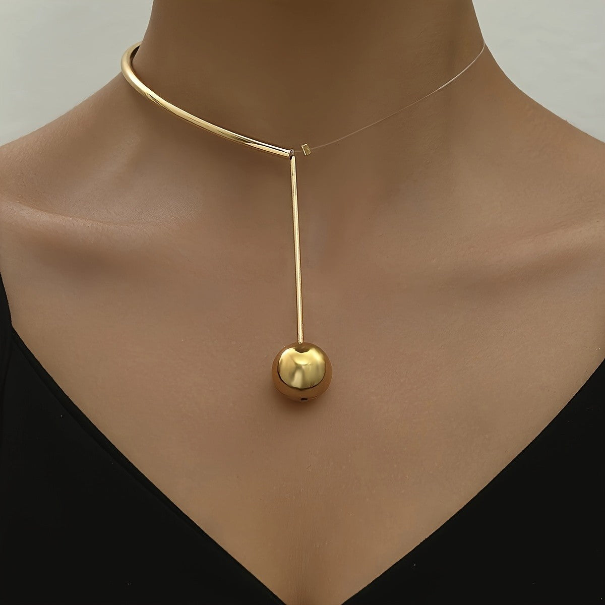 Asymmetrical Bar & Sphere Choker Pendant