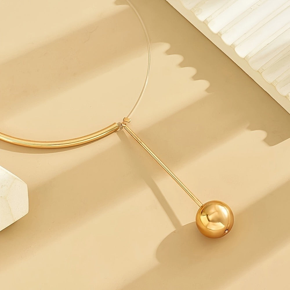 Asymmetrical Bar & Sphere Choker Pendant