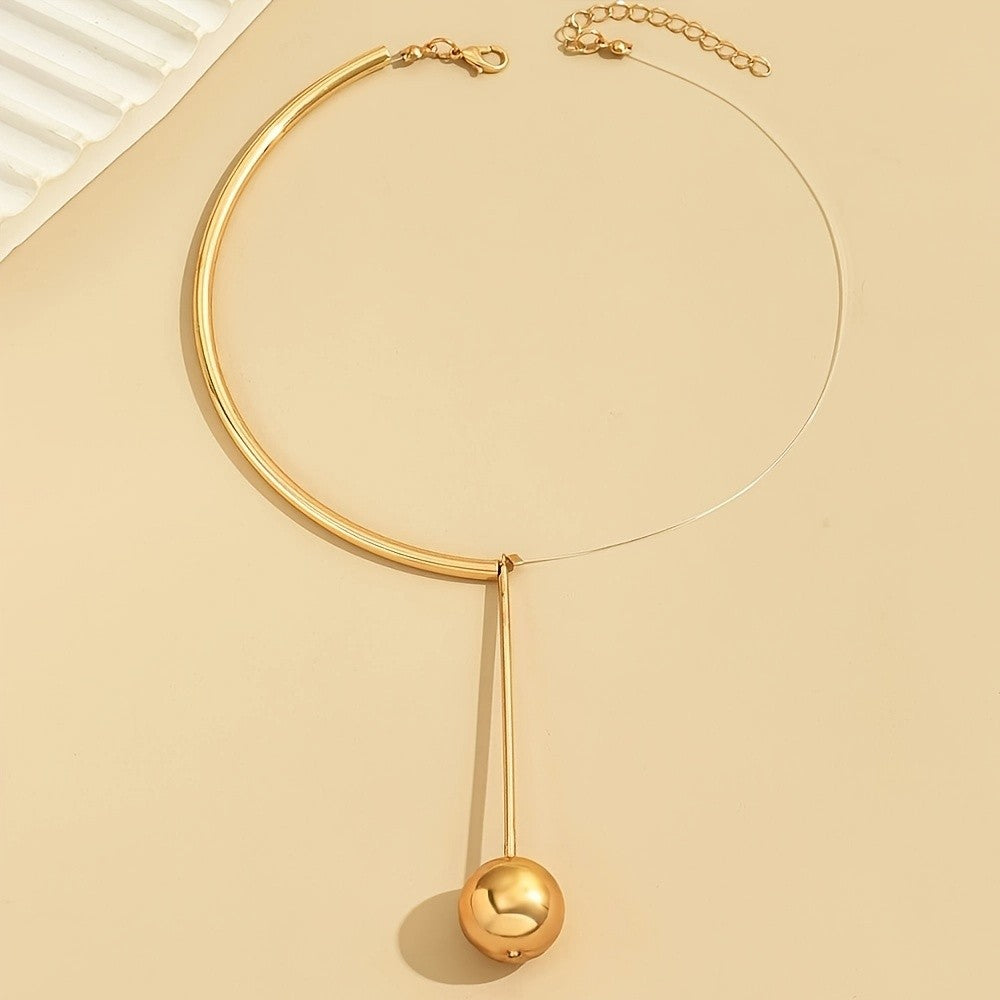 Asymmetrical Bar & Sphere Choker Pendant