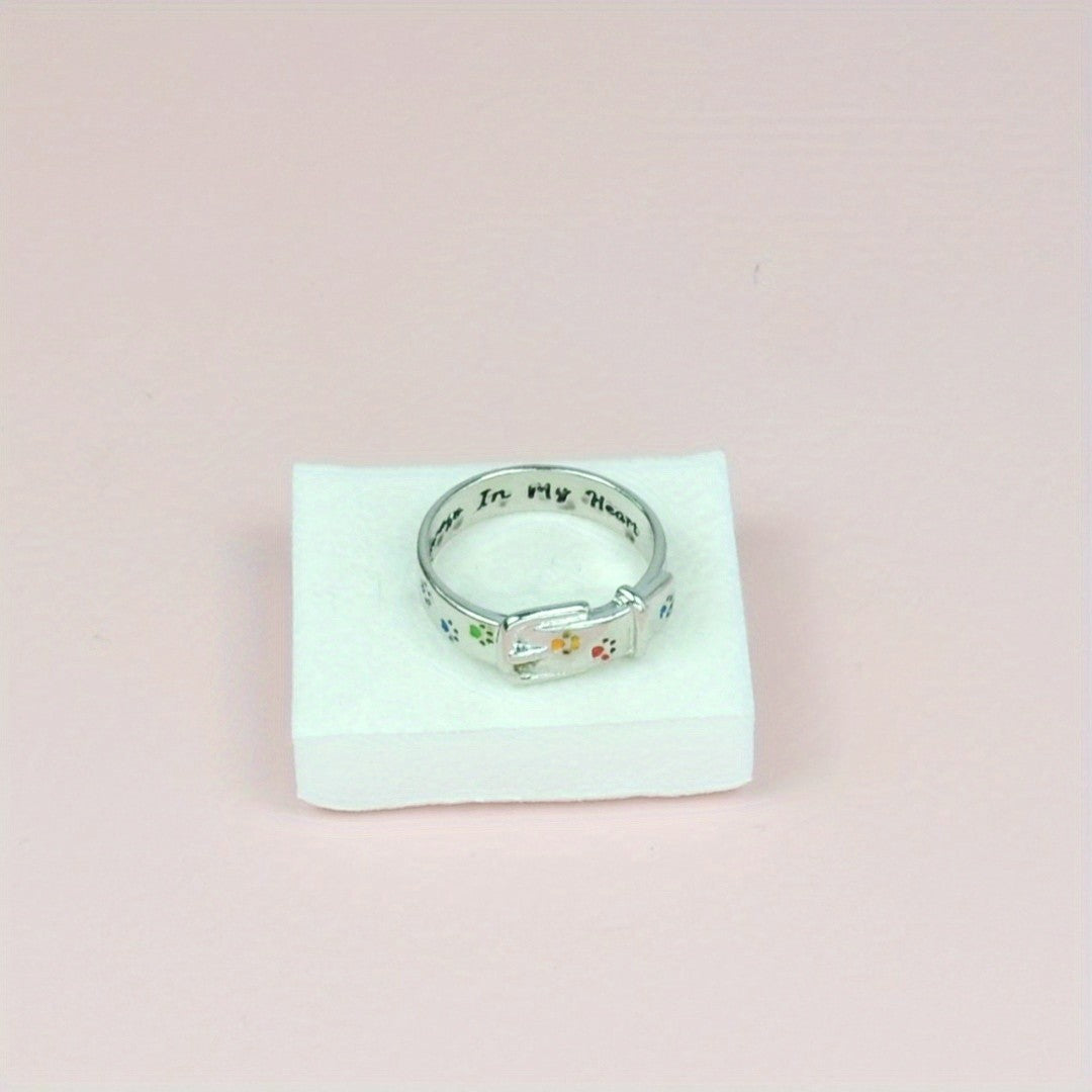 Colorful Paw Print Collar Ring