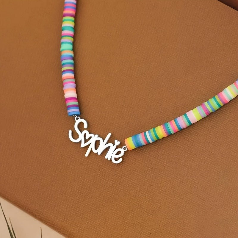 Personalized Rainbow Bead Name Necklace