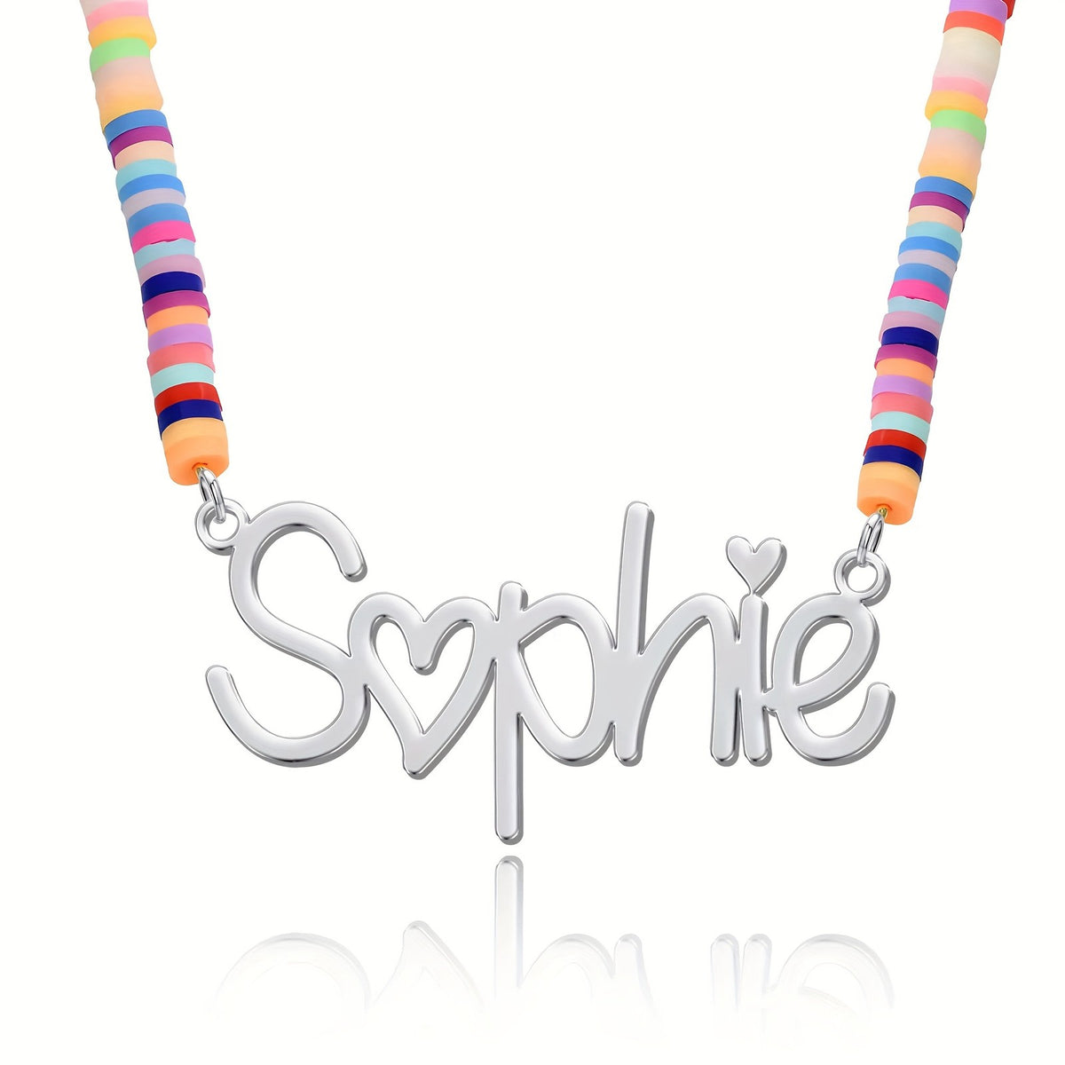 Personalized Rainbow Bead Name Necklace