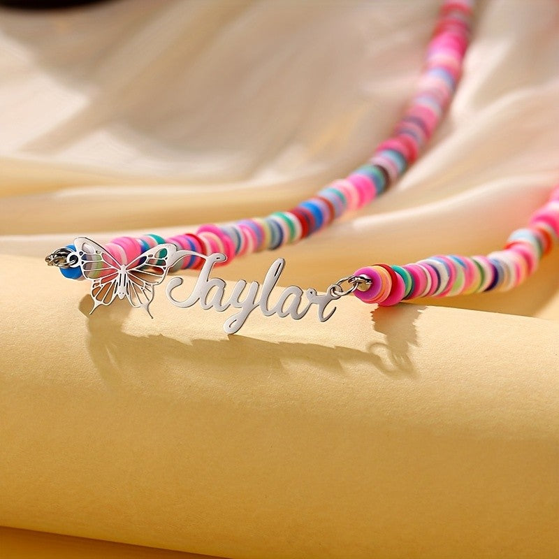 Personalized Rainbow Bead Name Necklace