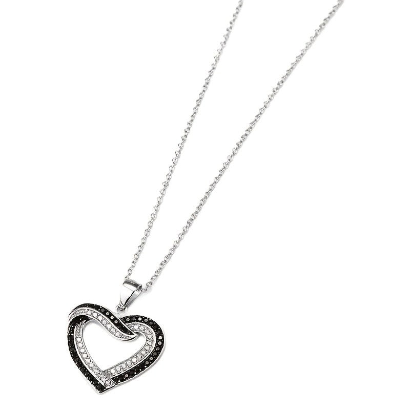Black & White Crystal Heart Necklace