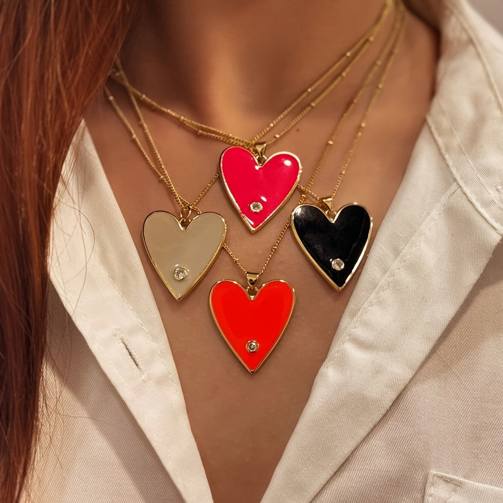Enamel Heart Pendant Necklace