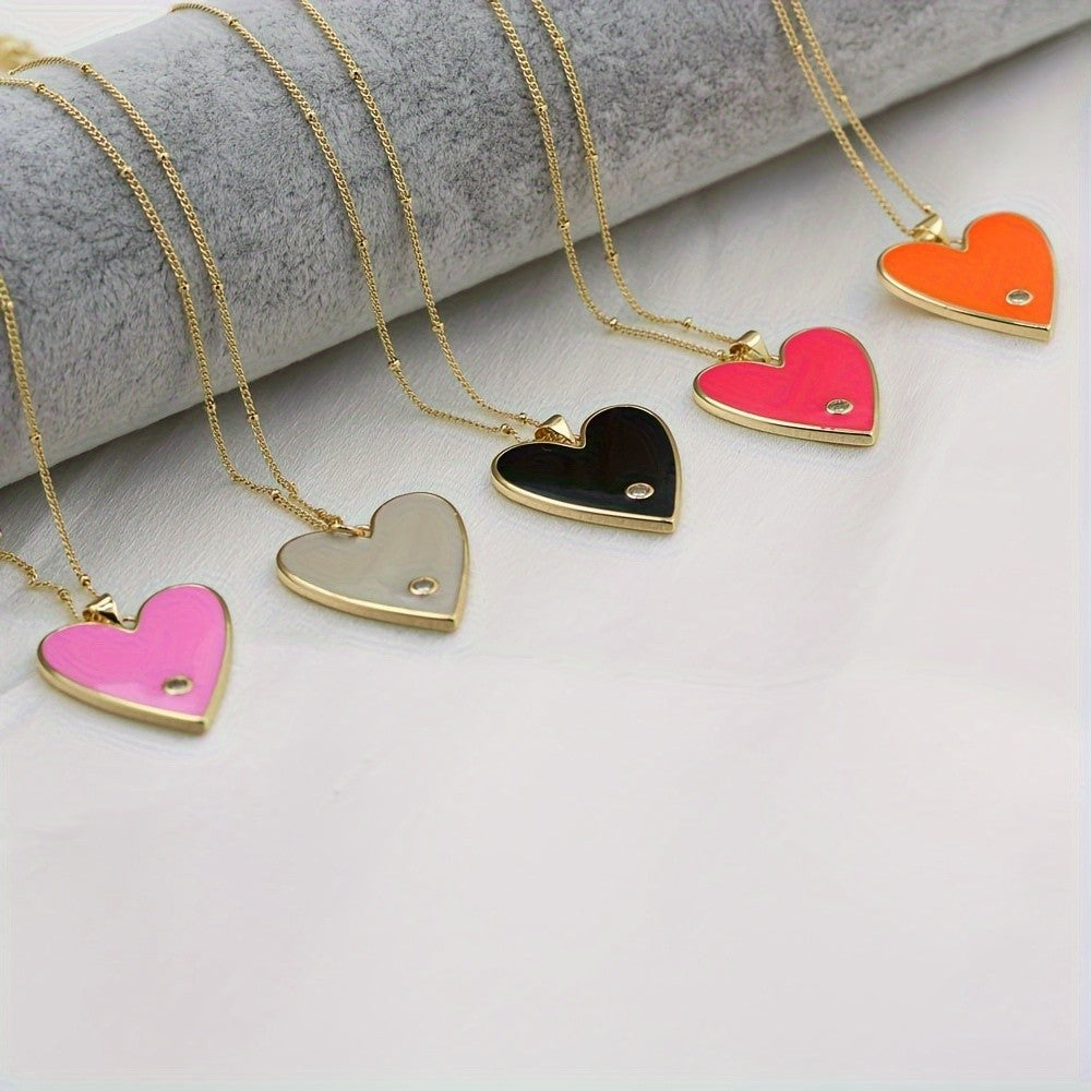 Enamel Heart Pendant Necklace