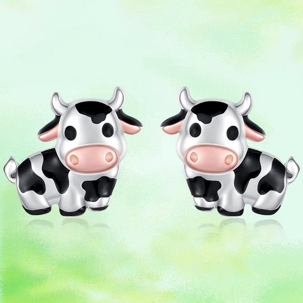 Black & White Cow Stud Earrings