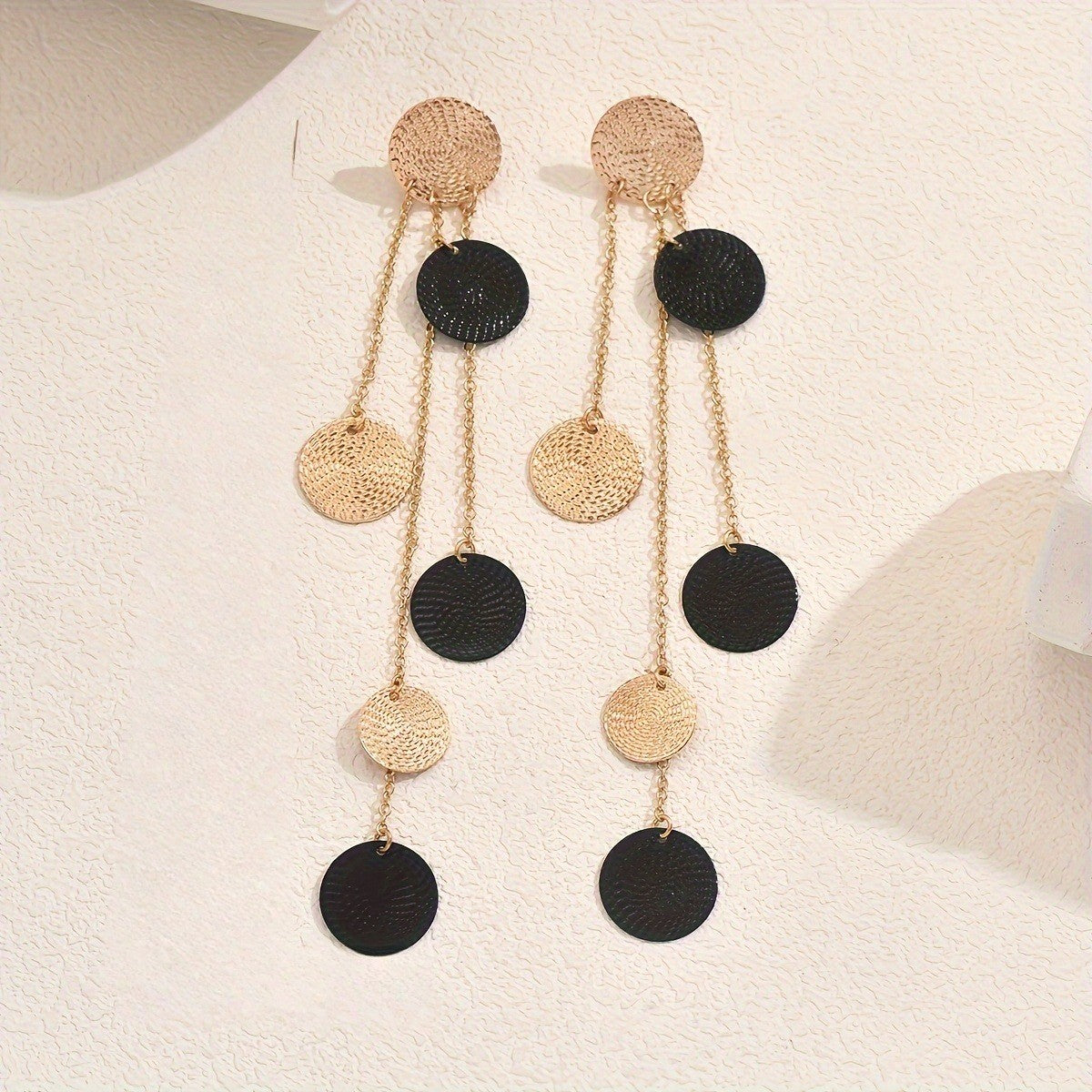 Textured Disc Drop Earrings