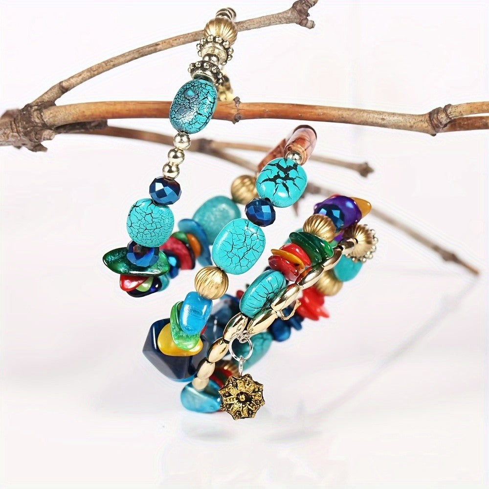 Turquoise Stone Multi-Layer Bracelet