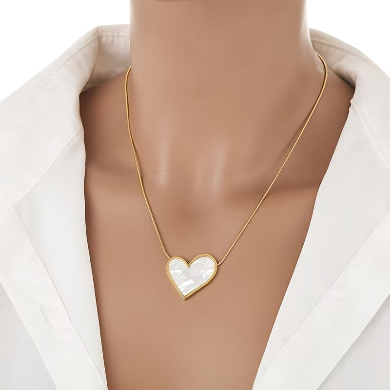 Marbled Heart Outline Necklace