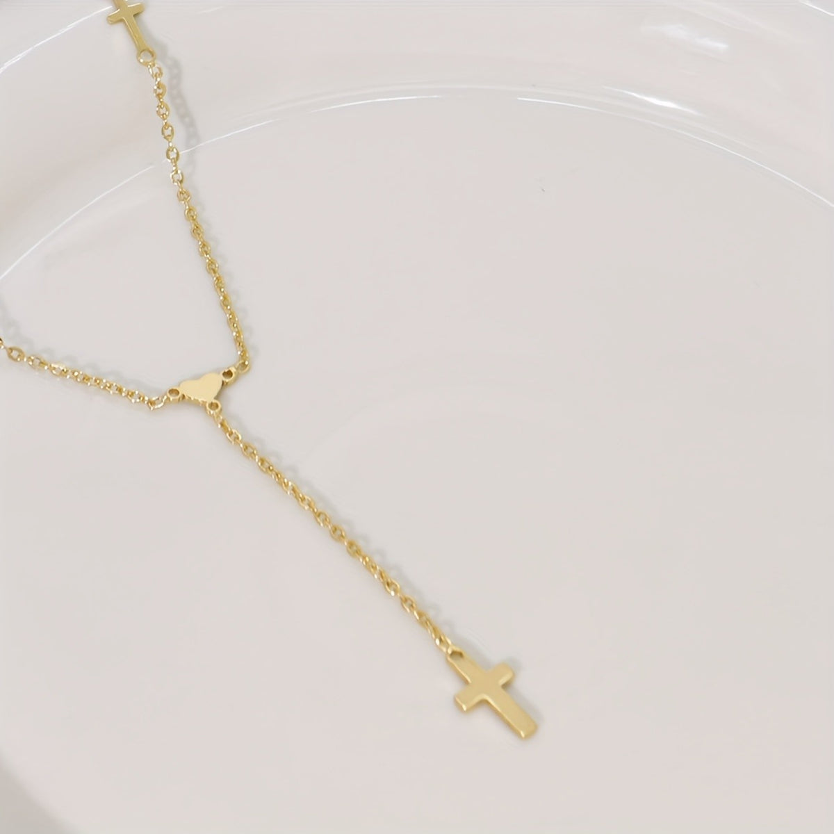 Mini Cross & Heart Y-Necklace