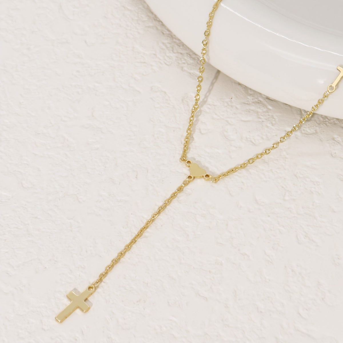 Mini Cross & Heart Y-Necklace