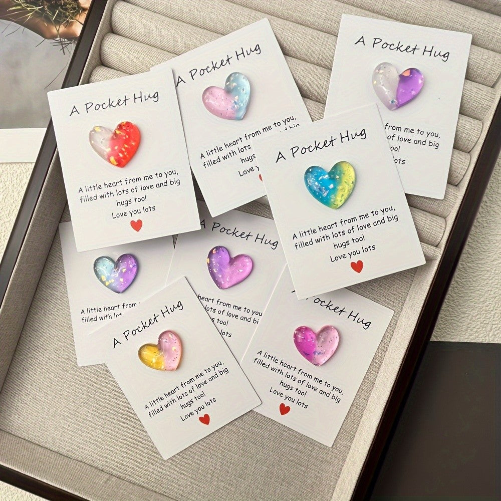 Colorful Heart Pocket Hug Card Set
