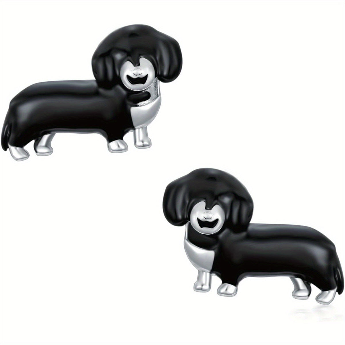 Black Dachshund Stud Earrings