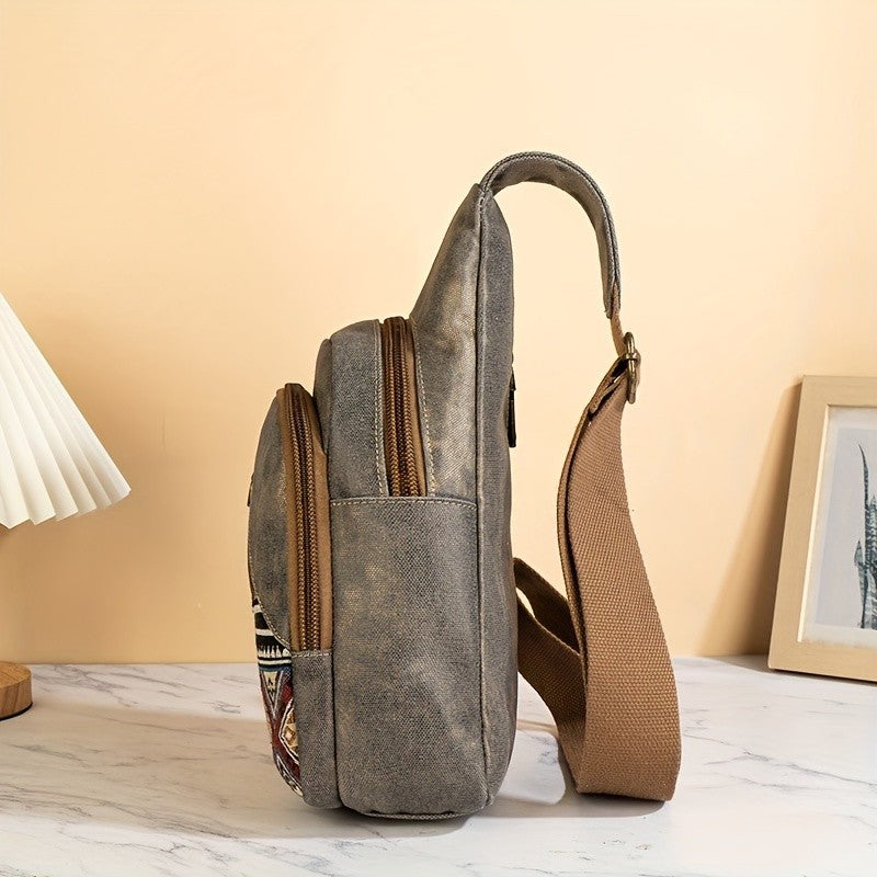 Geometric Pattern Canvas Sling Bag