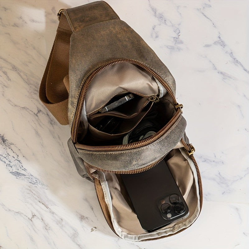 Geometric Pattern Canvas Sling Bag