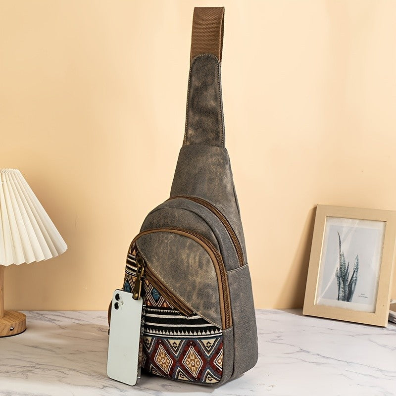 Geometric Pattern Canvas Sling Bag