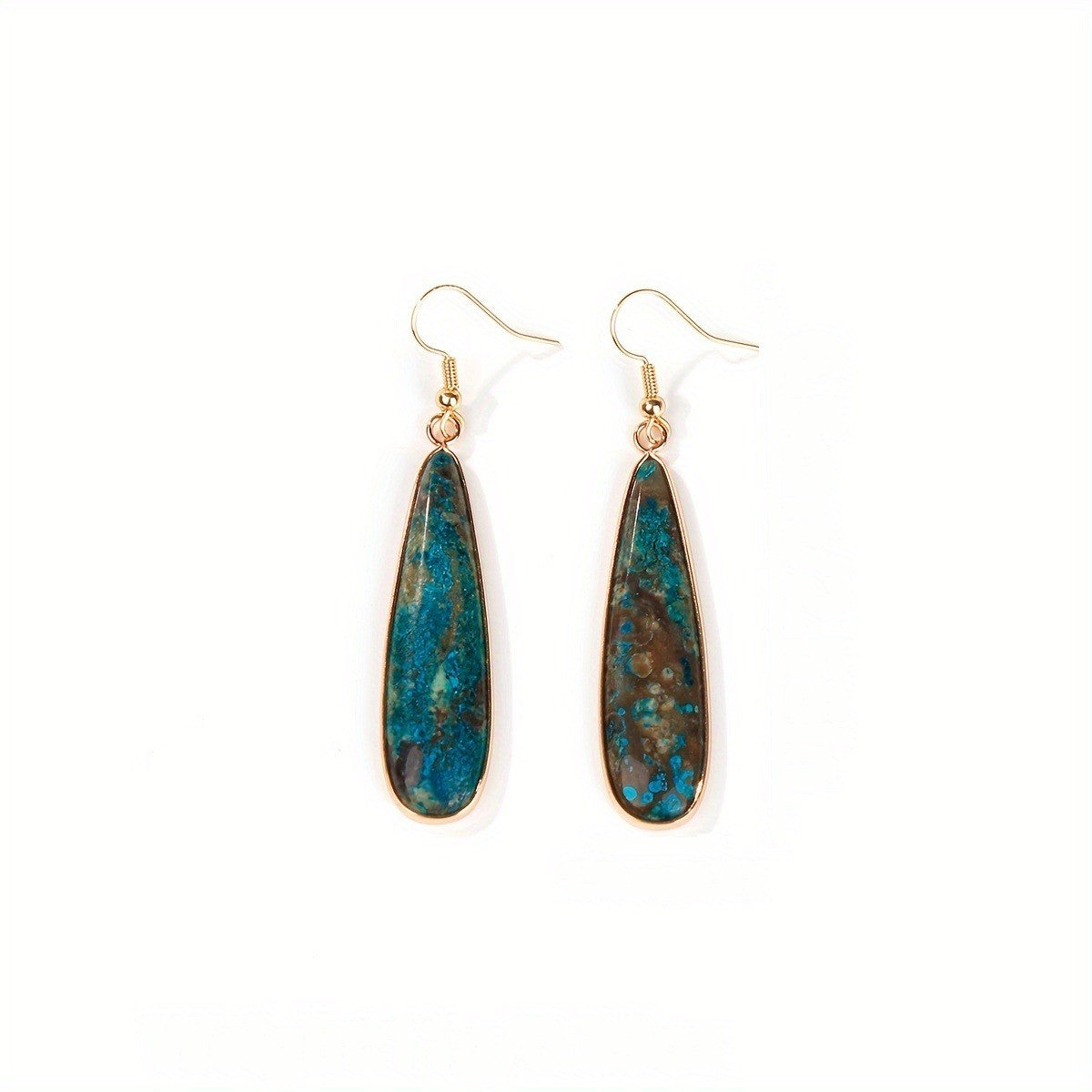 Teal Stone Teardrop Dangle Earrings