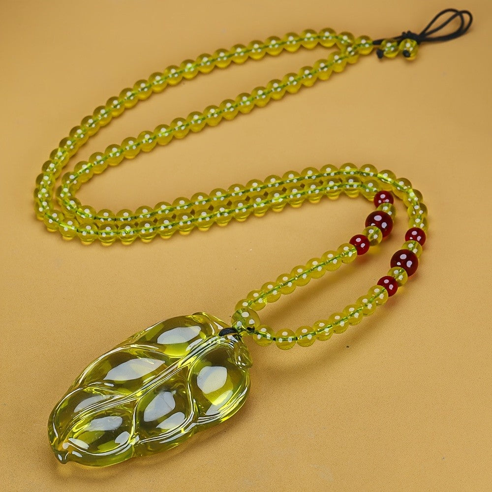 Amber Leaf Pendant Necklace
