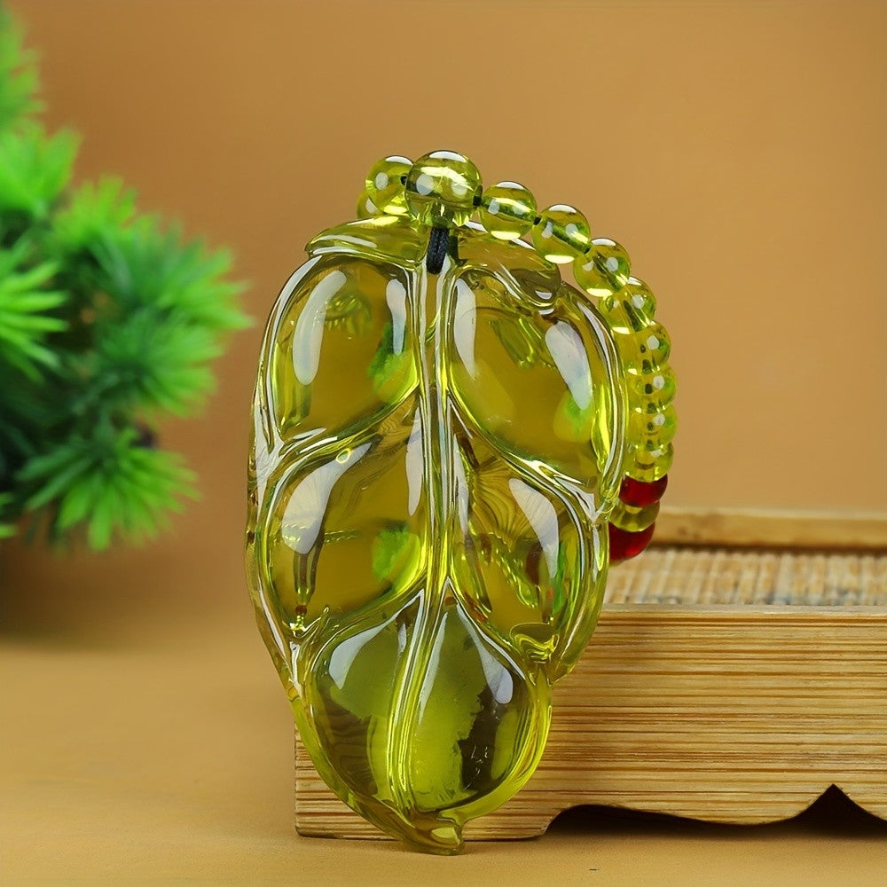Amber Leaf Pendant Necklace