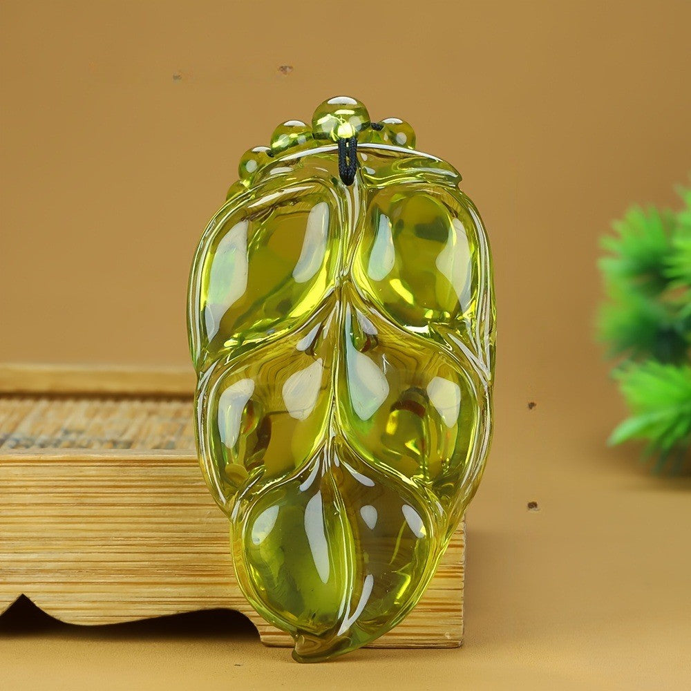 Amber Leaf Pendant Necklace