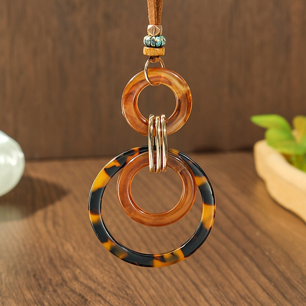 Tortoiseshell Circle Pendant Necklace