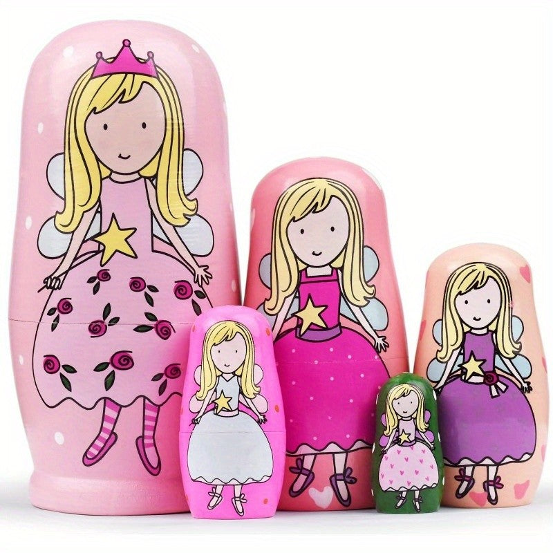 Pink Angel Nesting Dolls Set