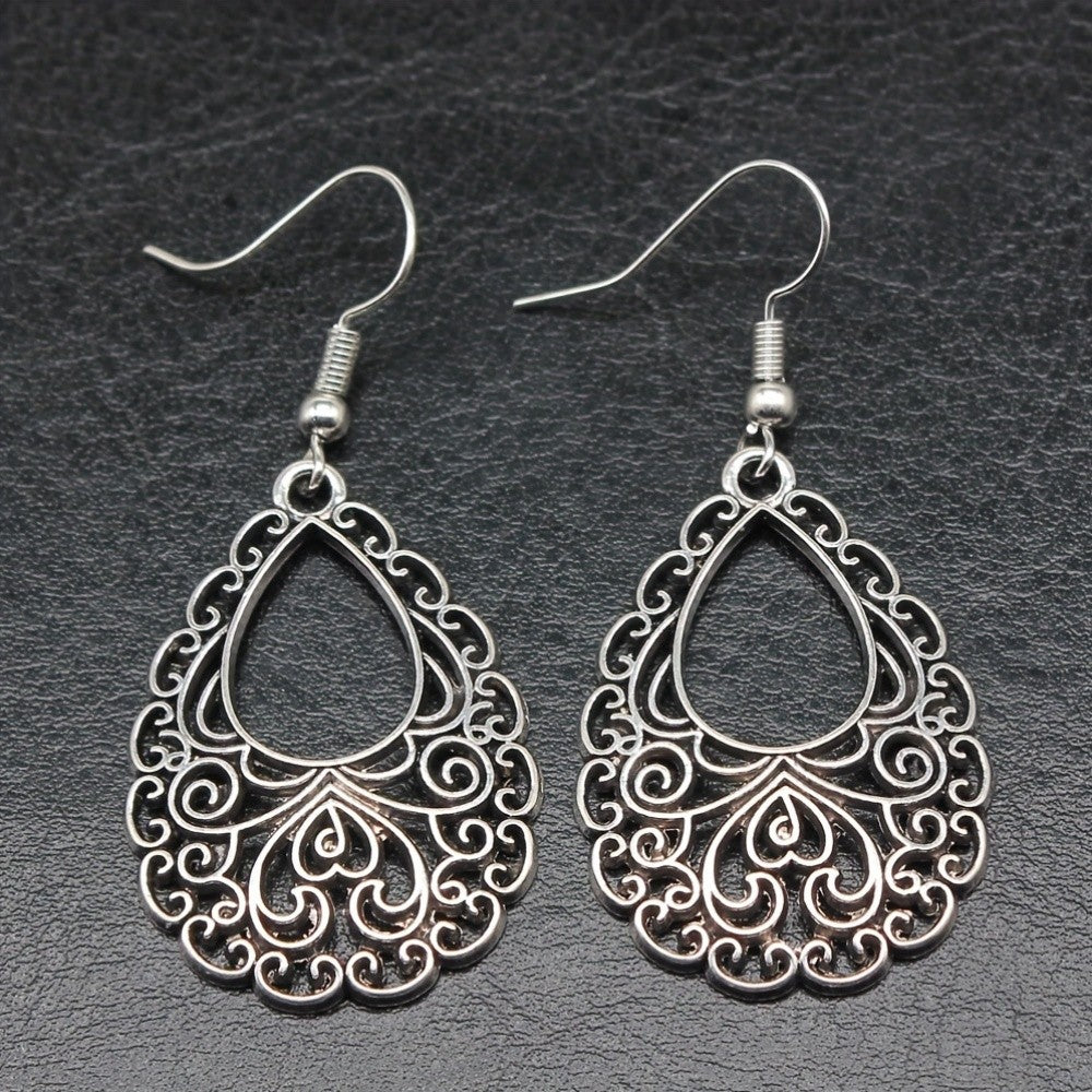 Ornate Scroll Teardrop Earrings