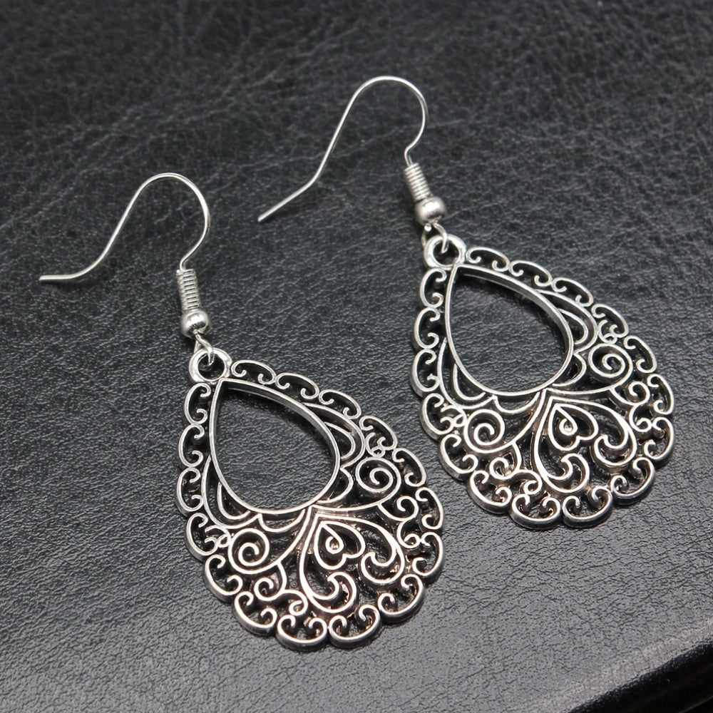 Ornate Scroll Teardrop Earrings