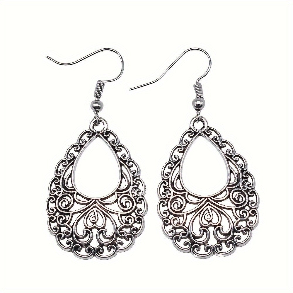 Ornate Scroll Teardrop Earrings