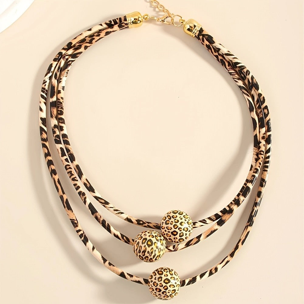 Leopard Print Layered Necklace